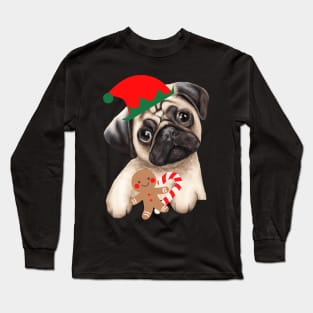 Christmas Pug Long Sleeve T-Shirt